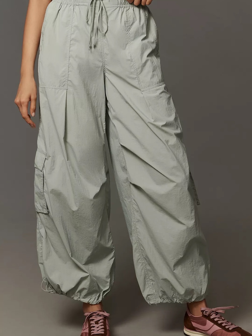 Anthropologie Light Sage Wide-Leg Cargo Pants